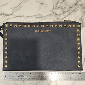 Michael Kors Blue Clutch with Gold Accents